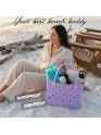 Madosh EVA Beach Tote Bag for Women - Waterproof Rubber Open Top Pool Bag - Washable Sandproof Large Travel Basket - Durable Gym, Shower & Boat Utility Handbag (13.5" x 12")(PURPLE)